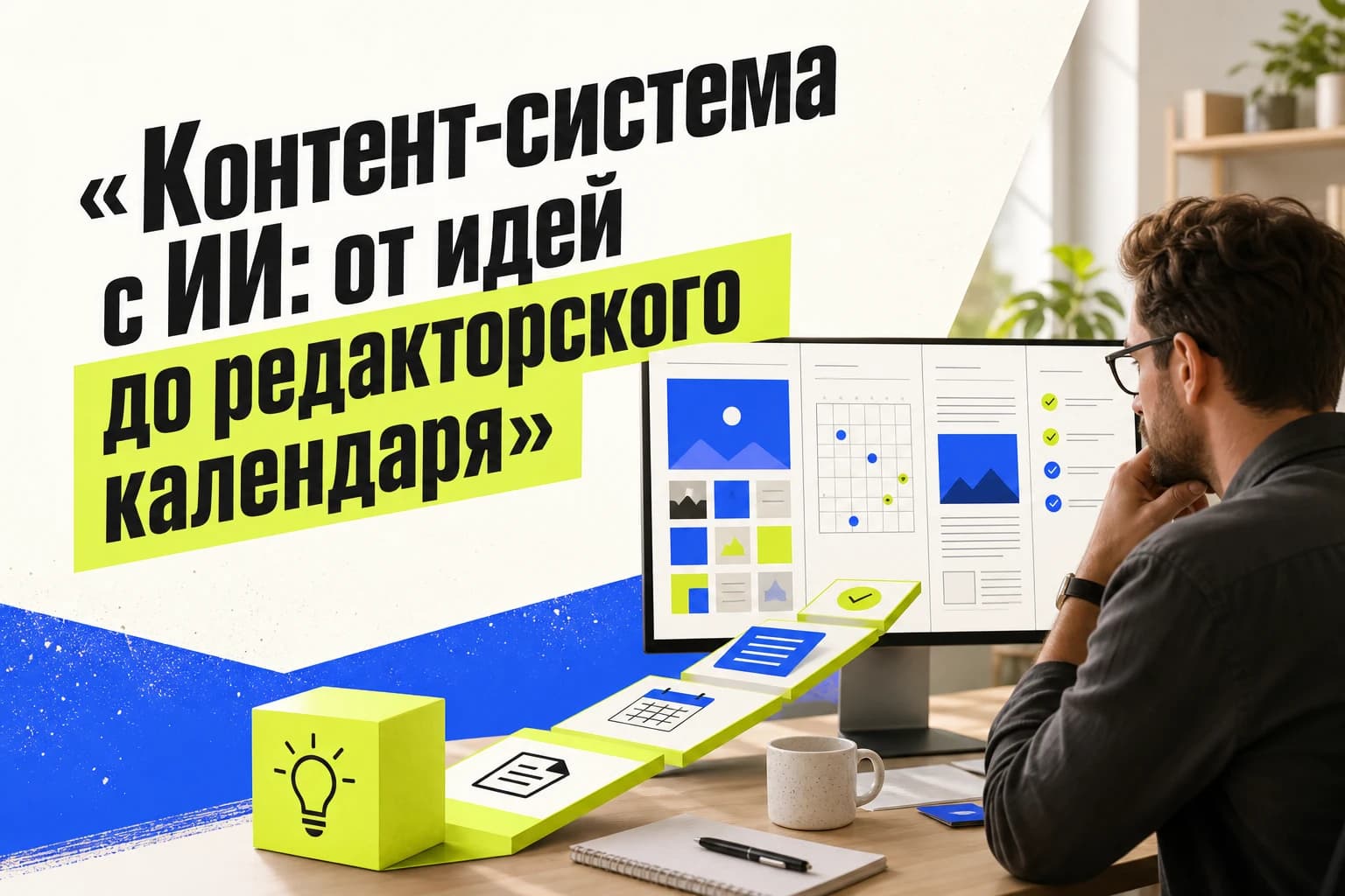 Автор планирует контент-систему с ИИ: идеи, календарь, черновик и редактура на одном экране