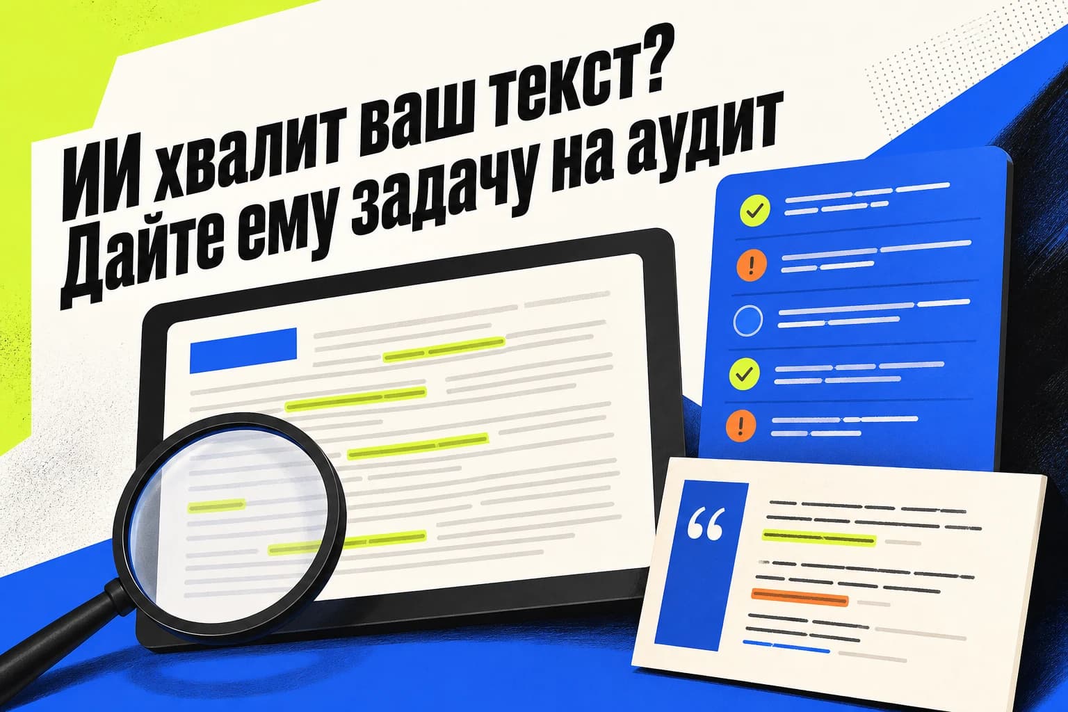 ИИ проверяет текст по чек-листу и показывает замечания с цитатами