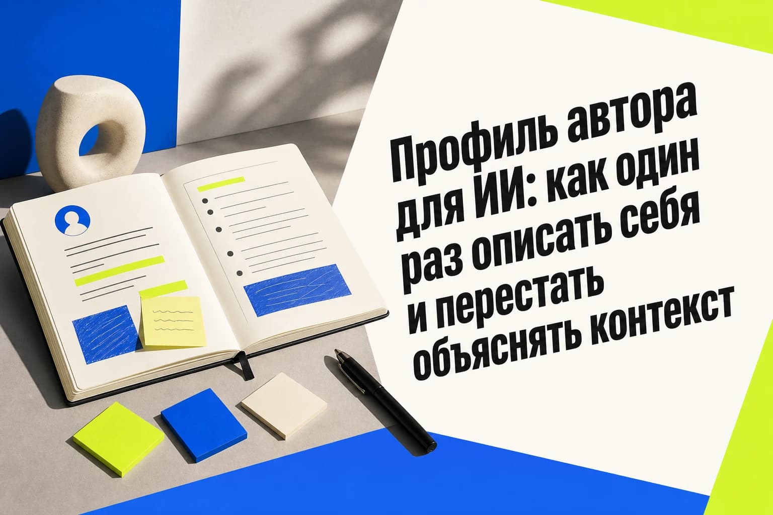 Редактор заполняет профиль автора для ИИ в рабочем документе