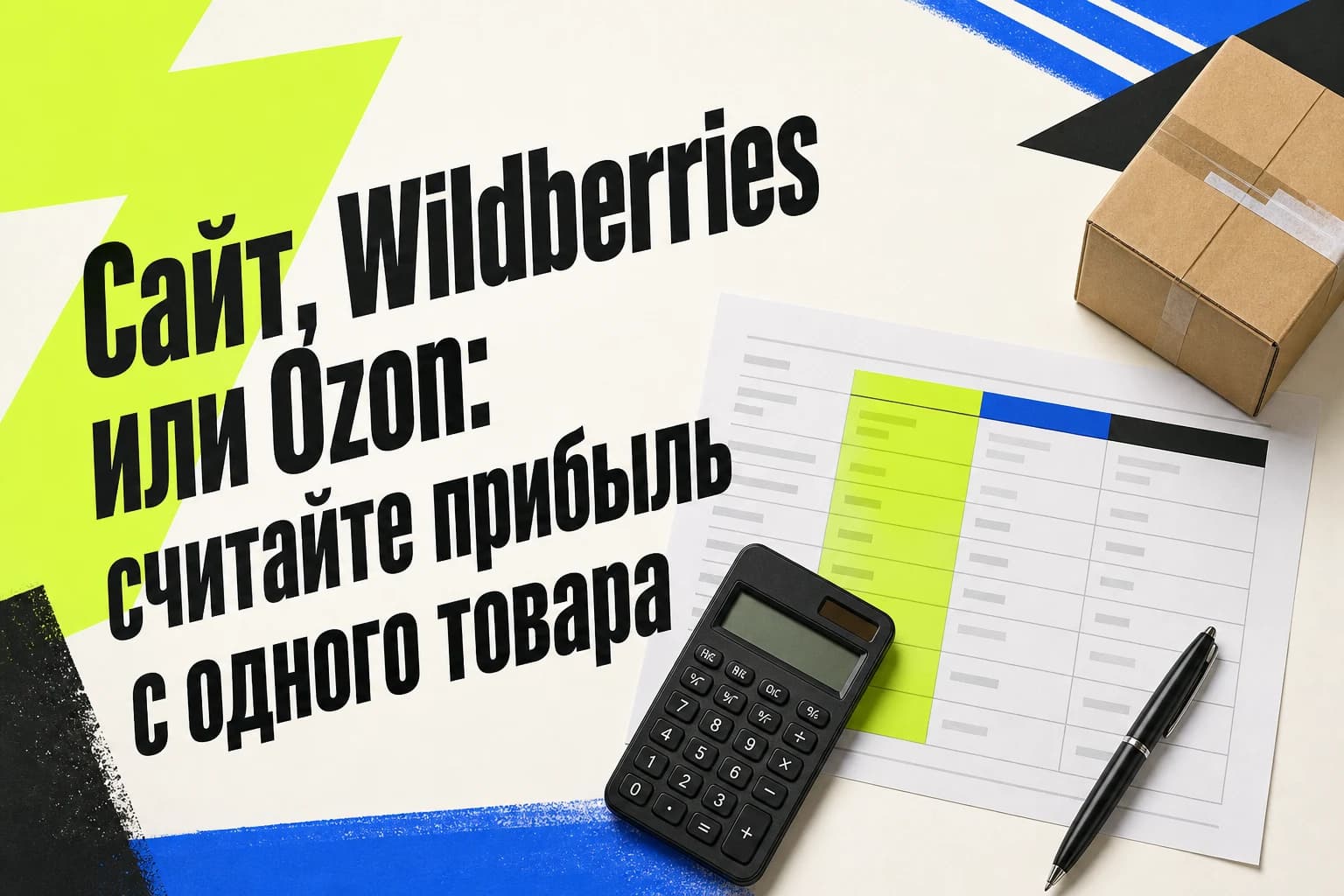Таблица расчёта прибыли одного товара для сайта, Wildberries и Ozon